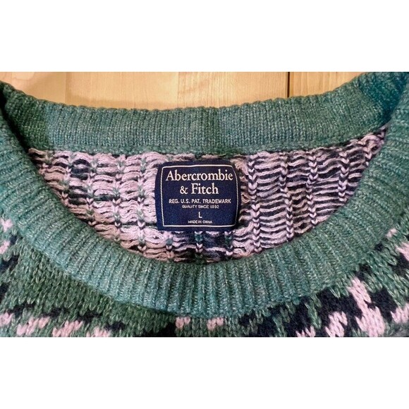 Abercrombie & Fitch Women Sweater Large Green Crop Plaid Knit Wool Blend - Picture 8 of 11